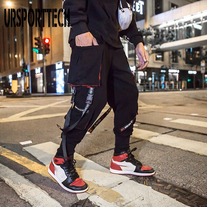 URSPORTTECH Hip Hop Ruy Băng Hàng Quần Áo Quần Jogger Quần Dạo Phố Nam Mùa Hè 2020 Thời Trang Quần Thun Nam XXXL