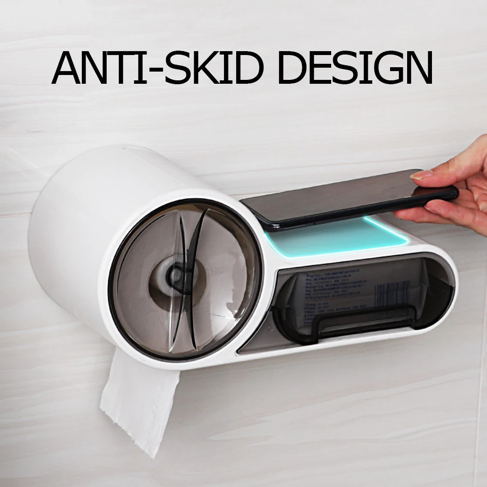 Toilet Paper Holder Rack Toilet Tissue Box Shelf Roll Paper Storage Box Waterproof Wall-Mounted Bathroom Accessories