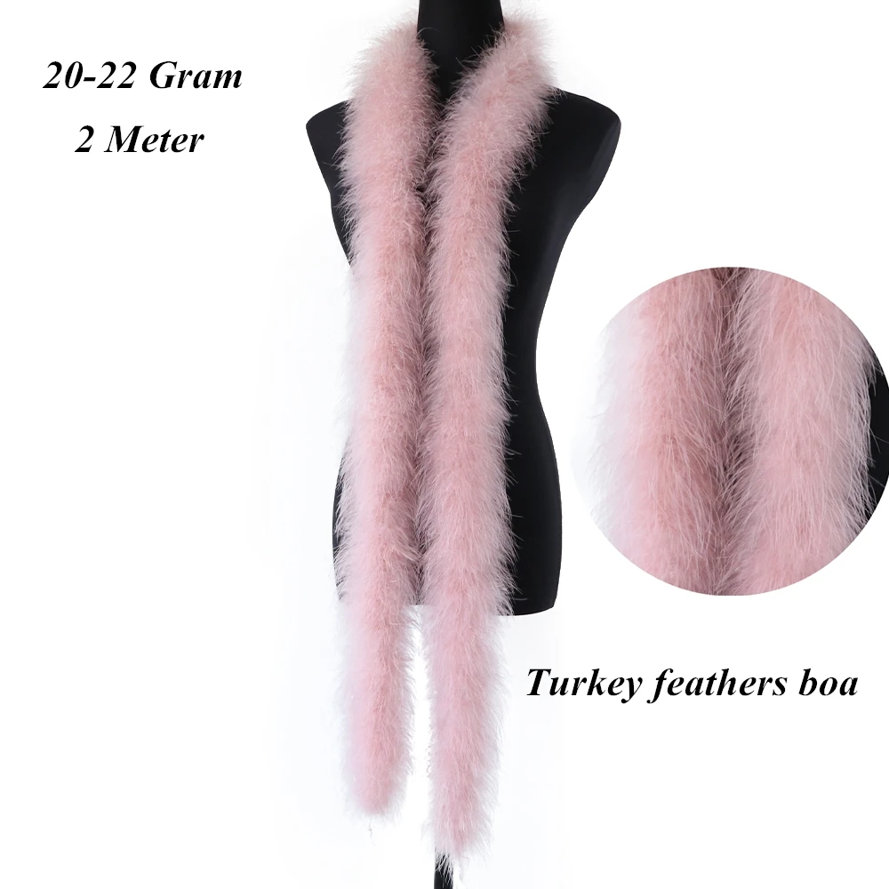 Fluffy 22G Marabou Feathers Boa 2Meter for Jewelry Crafts Wedding Party Dress Decoration Stage Props Turkey Plume Shawl