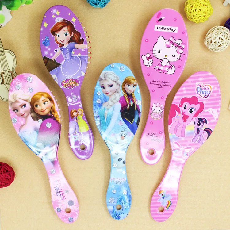 1pcs Princess Minnie Frozen Comb Cartoon Cute Disney Beauty fashion toys Curly Hair Brush Combs Anti-static Brush Comb