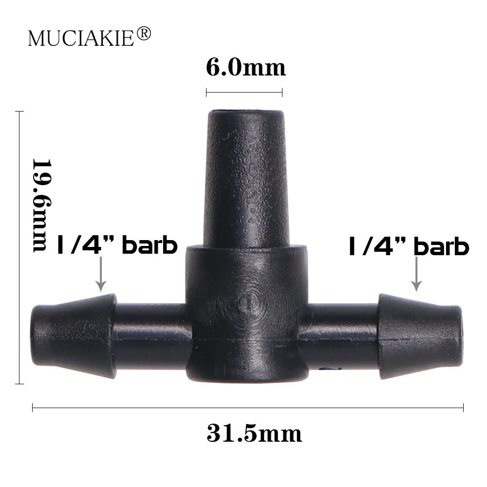 MUCIAKIE 30-1000PCS 4/7mm (1/4'') Barbed to 6.0mm Connectors Garden Irrigation Water Coupling Adaptors Atomizing Nozzle Fittings