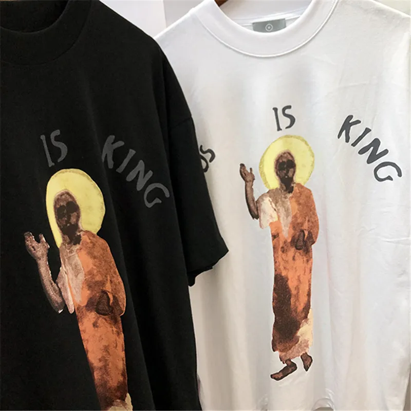 Jesus Is King T-shirt Kanye West T-shirts High Quality Portrait of Jesus Logo Print Jesus Is King Tee  Oversize Hip Hop Top