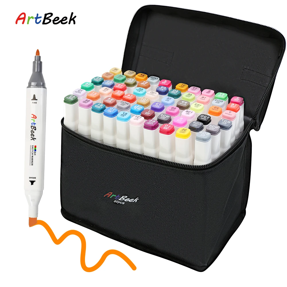 ArtBeek Markers Sets for Drawing Painting Set Sketch Pen 40/60/80 Colors For Manga School Art Supplies