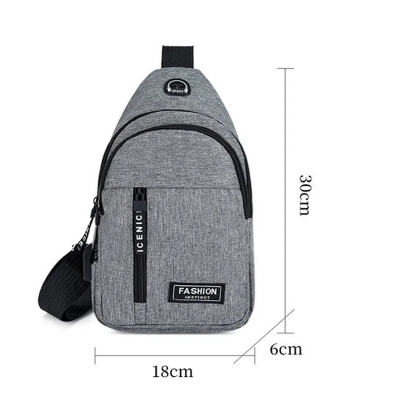 Multipurpose Chest Pack Waterproof Crossbody Bag with Earphone Hole Anti-theft Chest Pack Shoulder Bag Men Sports Accessories