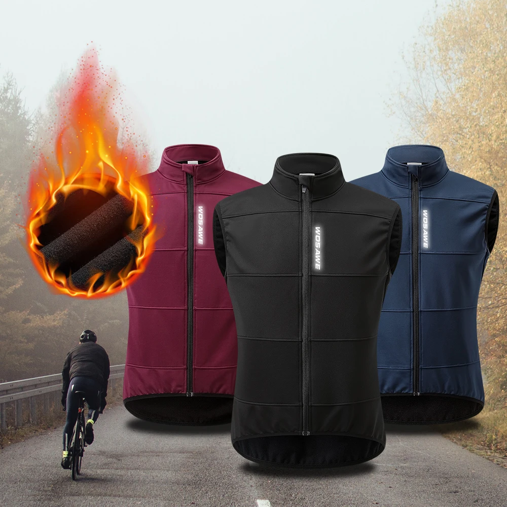 Thermal Fleece Cycling Jerseys Winter Long Sleeve Sleeveless Windproof Reflective Man Motocross Bicycle Mountain Bike Shirt