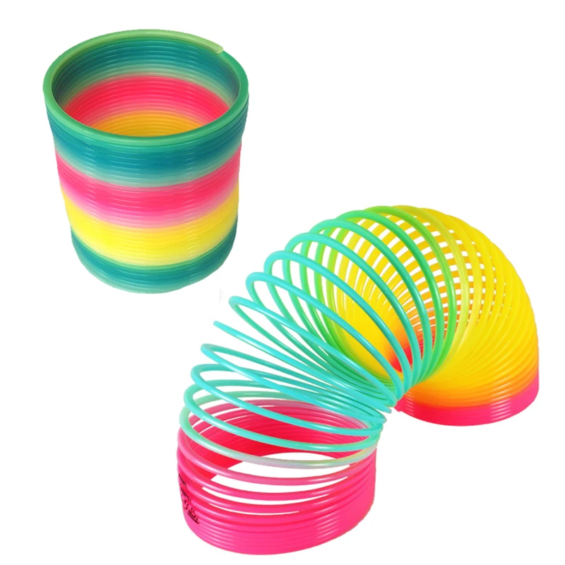 Colorful Antistress Hand Skill Toys Big Magic Rainbow Circle Plastic Spring Coil Children Kids Creative Folding Educational Toys