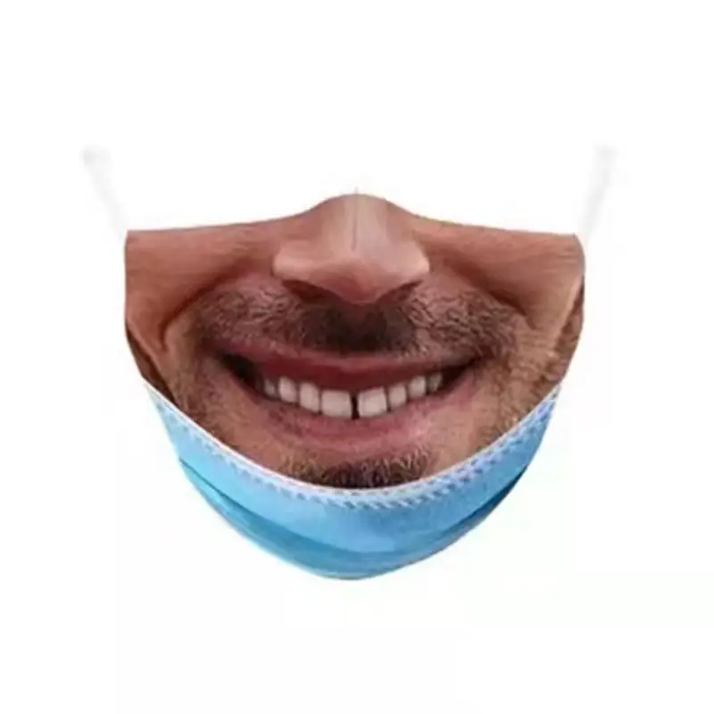 Mascarilla desechable de simulación para hombre, máscara con patrón de expresión divertida, creativo, 3D, con personalidad, 1 unidad