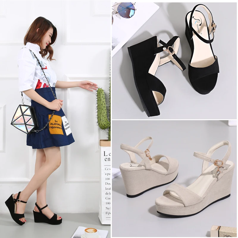 Size 31 To 41 Sandals Women New Summer 8cm High Heel Women Summer Shoes Roman Sandals