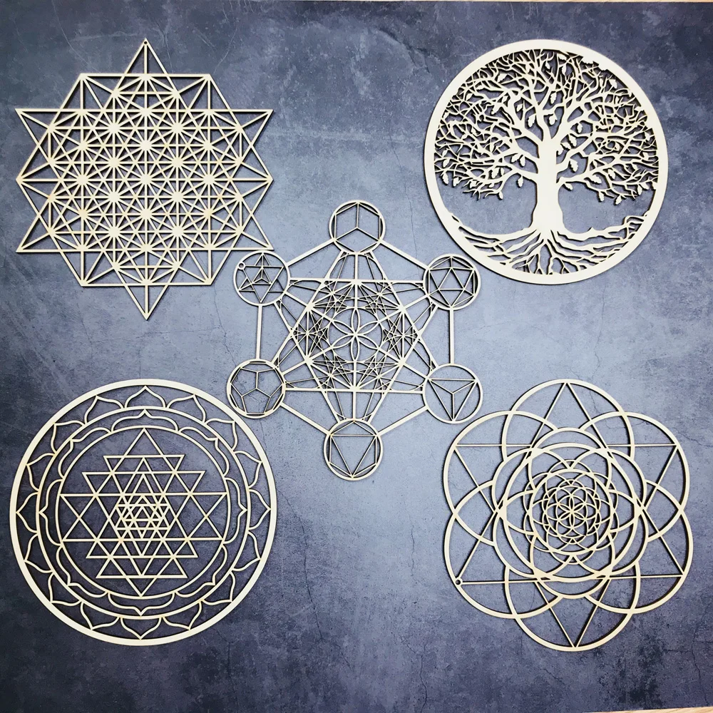 Wooden Flower Of Life Christmas Ornaments, Sacred Geometry Ornaments Home Decoration, Wood Sign Wall Art Seed of Life  Coaster