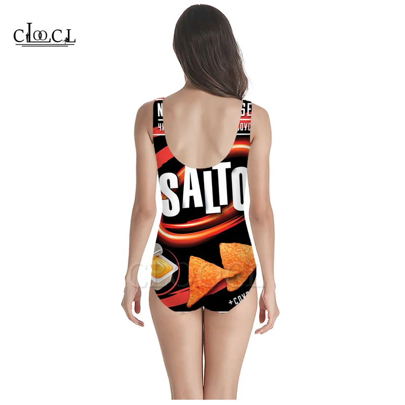 CLOOCL Newest Fashion Delicious Potato Chips 3D Print One-piece Women Beachwear Bathing Suit Sleeveless Sexy Beach Swimsuit