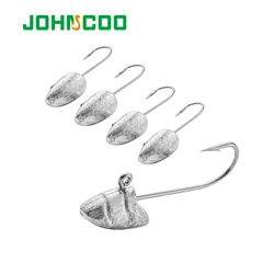 JOHNCOO 10pcs Head Hooks1.5g 2g 3.5g 5g Jig Head Barbed Hook Worm Soft Lure Exposed Jigging Hook Fishing Hooks