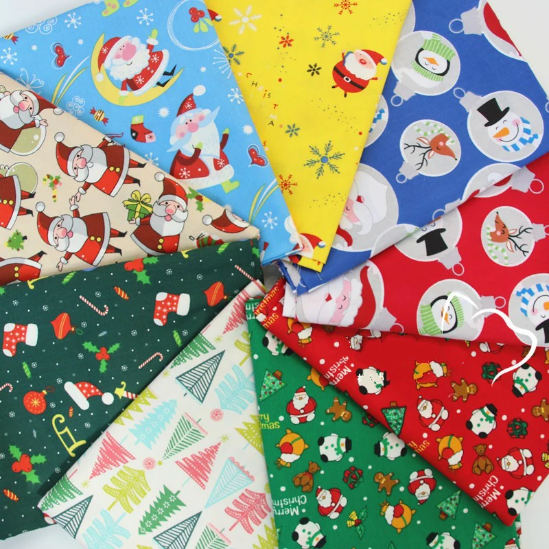 160x50cm 2020 New Santa Claus Twill Cotton Cartoon Sewing Fabric DIY Home Christmas Decorative Cloth