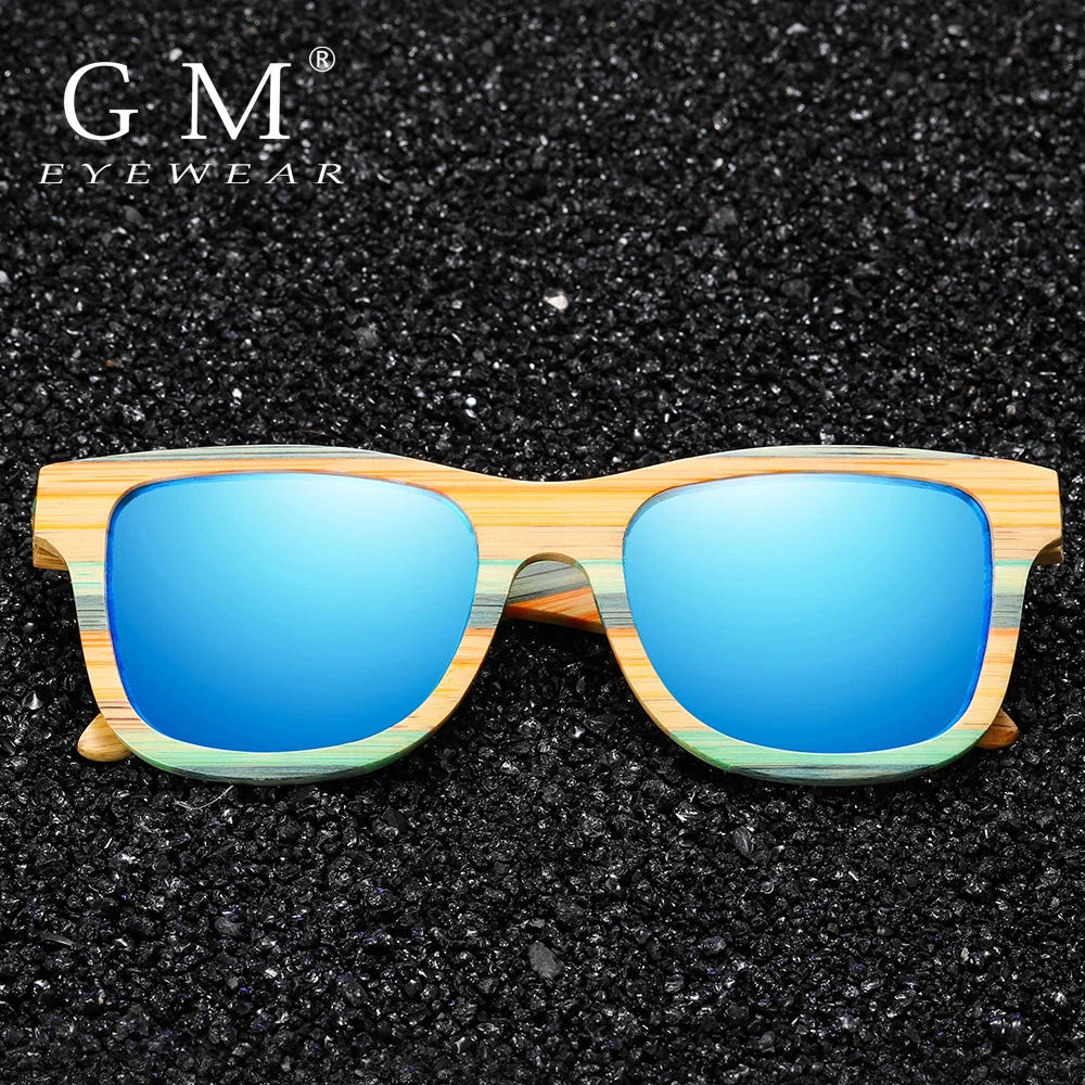 GM Skateboard Wood Bamboo Sunglasses Polarized for Women Mens New Brand Designer Wooden Sun Glasses UV Protection Lens S3834