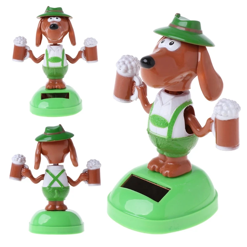 Zonne-energie Dansen Bobble Head Beer Hond Educatief Speelgoed Auto Ornament Speelgoed Kids D5QA