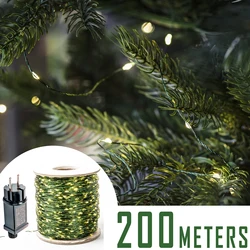 200M 2000LED Green Wire USB PLUG In  Fairy String Light Garland With Waterproof For Christmas Outdoor Wedding Garden Patio Decor