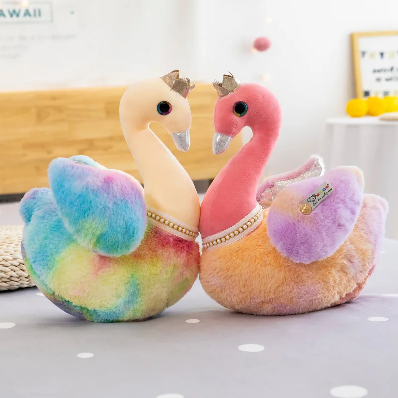 

Cute cartoon creative decoration plush toy animal swan girl stuffed doll simulation rainbow bird children's toy decoration gifts