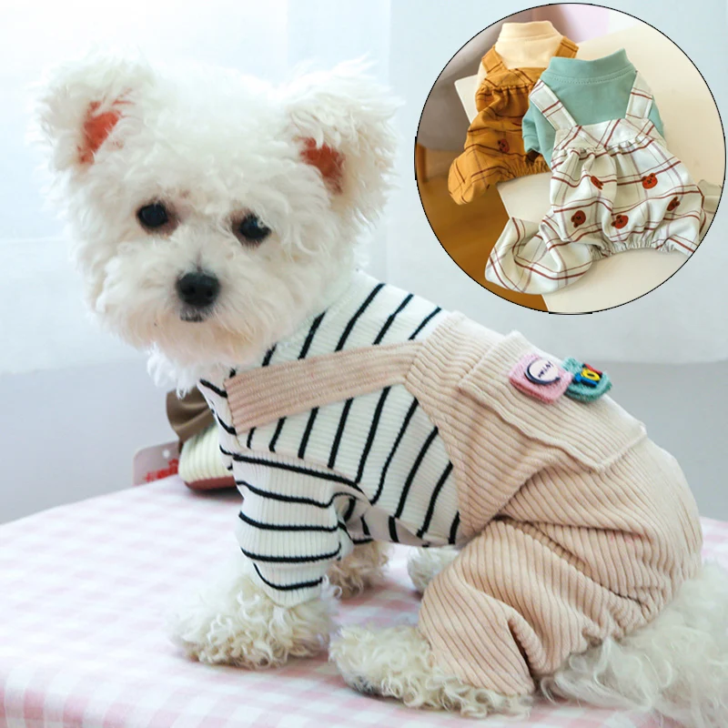Lindo mono de pijama para perros y gatos, ropa de invierno cálida para mascotas, disfraz para perros pequeños, Chihuahua, Maltese, overoles, ropa para cachorros