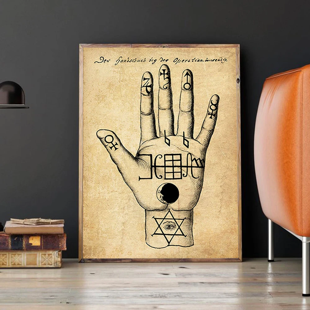 Palmistry Reading Poster Print Divination Fortune Telling Canvas Painting Mysterious Wall Pictures for Living Room Home Decor