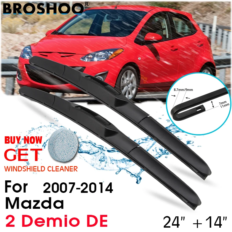 

Car Wiper Blade Front Window Windscreen Windshield Wipers Blades J hook Auto Accessories For Mazda 2 Demio DE 24"+14" 2007-2014