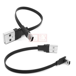 Super płaski elastyczny Mini USB B typ 5pin męski w górę w dół lewego prawego pod kątem 90 stopni na USB 2.0 męski kabel danych 0.1m 0.2m 0.5m 1m