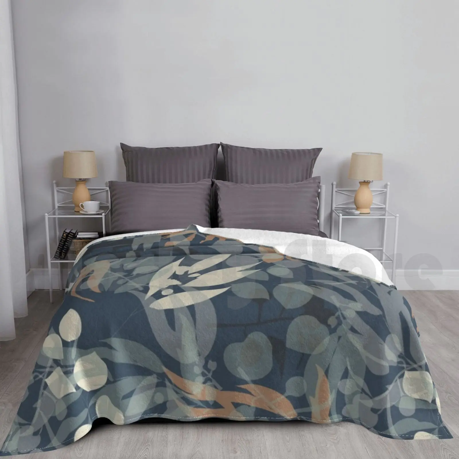 Aussie Bush Cyanotype Dawn Blanket Fashion Custom Australia Aussie Native Aussi…