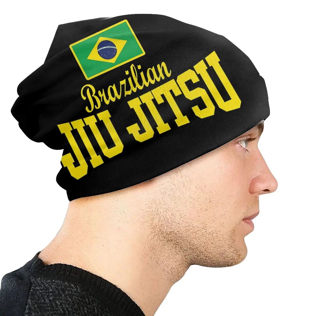 Flag Text BJJ - MMA Brazilian Jiu Jitsu Caps Cool Outdoor Skullies Beanies Hats Unisex Spring Warm Dual-use Bonnet Knit Hat