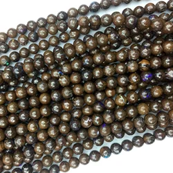 Veemake Natural Brown Australia Fire Opal Round Jewellery Loose Ball Necklaces or Bracelets Beads 06112