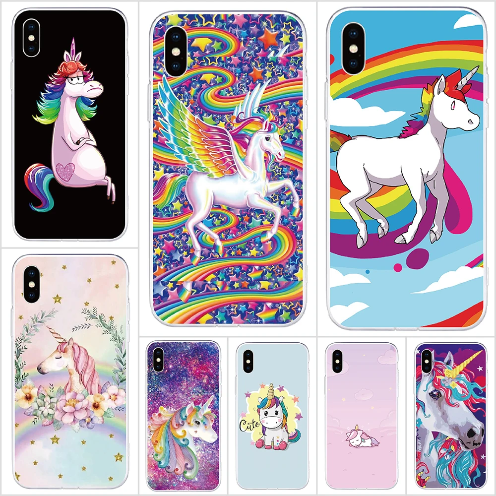 For Motorola Moto G9 Play G Fast  P50 One 5G Plus E E6S E7 2020 Case Unicorn Rainbow Cover Protective Coque Shell Phone Cases