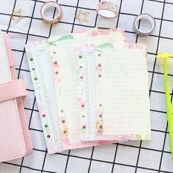 Domikee New cute candy flower 6 holes filling inner paper sheets for binder spiral notebooks stationery:line daily planner A6A5