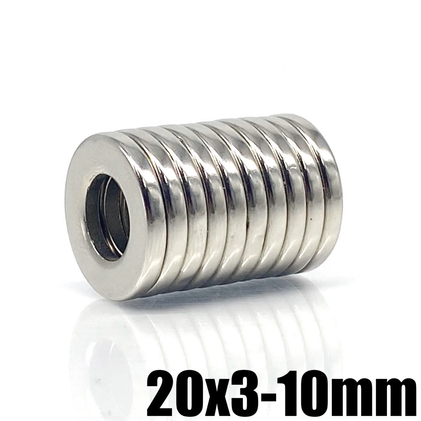 2/5/10/20/50/100Pcs 20x3 mm Hole 10mm Round Ring Neodymium Magnet Strong Permanent Rare Earth Magnets for Craf 20x3-10