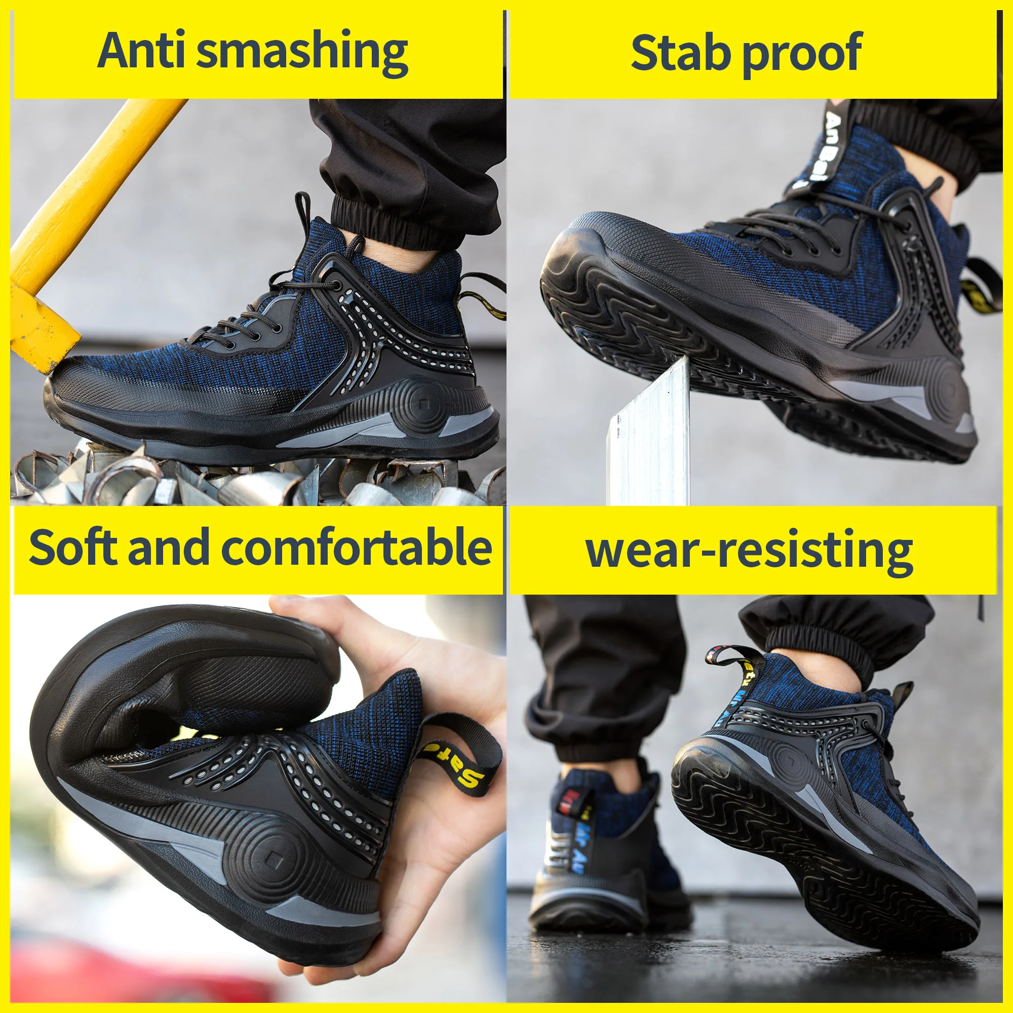 Zapatillas de trabajo con punta de acero para hombre, zapatos de seguridad a prueba de perforaciones, botas de seguridad indestructibles a la moda,