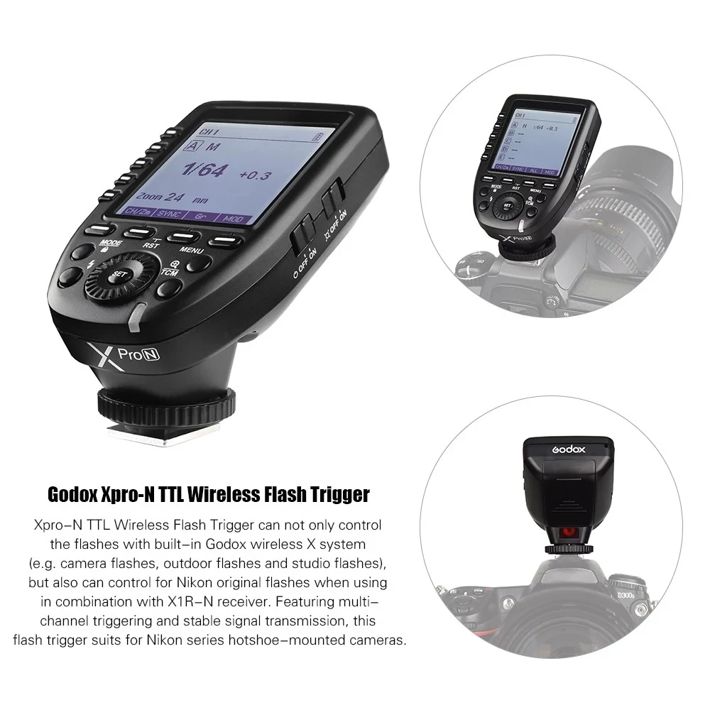 Godox Xpro-N XproN i-TTL فلاش الزناد الارسال 2.4G اللاسلكية X نظام تلقايئ 1/8000s ل HSS نيكون كاميرات استوديو ومضات