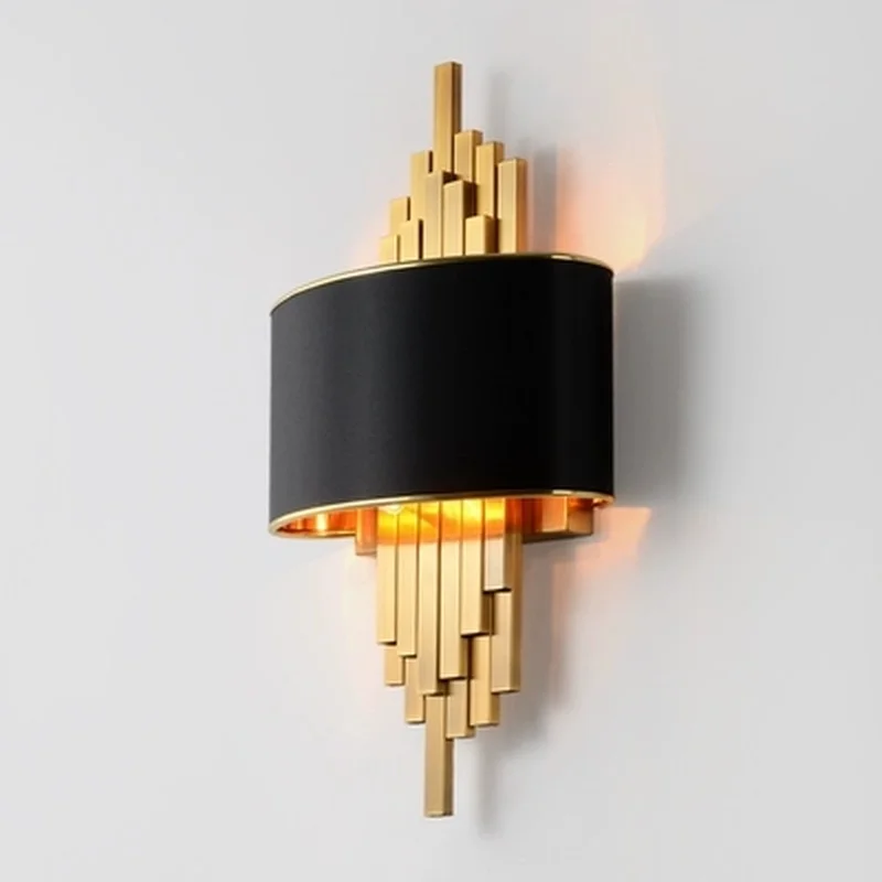 

Gold Wall Sconces Lighting Fixtures Bedroom Living Room Black Lampshade Wall Lamp AC90-260V LED Wall Lamp