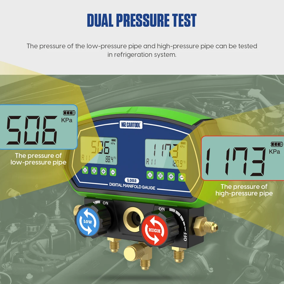 Digitaler Manifold Gauge Vakuum Druck Temperatur Tester mit 90 Kältemitteln, 3 Modi für Automobil und Haushaltsklimaanlagen Digitaler Manifold Gauge Vakuum Druck Temperatur Tester mit 90 Kältemitteln, 3 Modi für Automobil und Haushaltsklimaanlagen