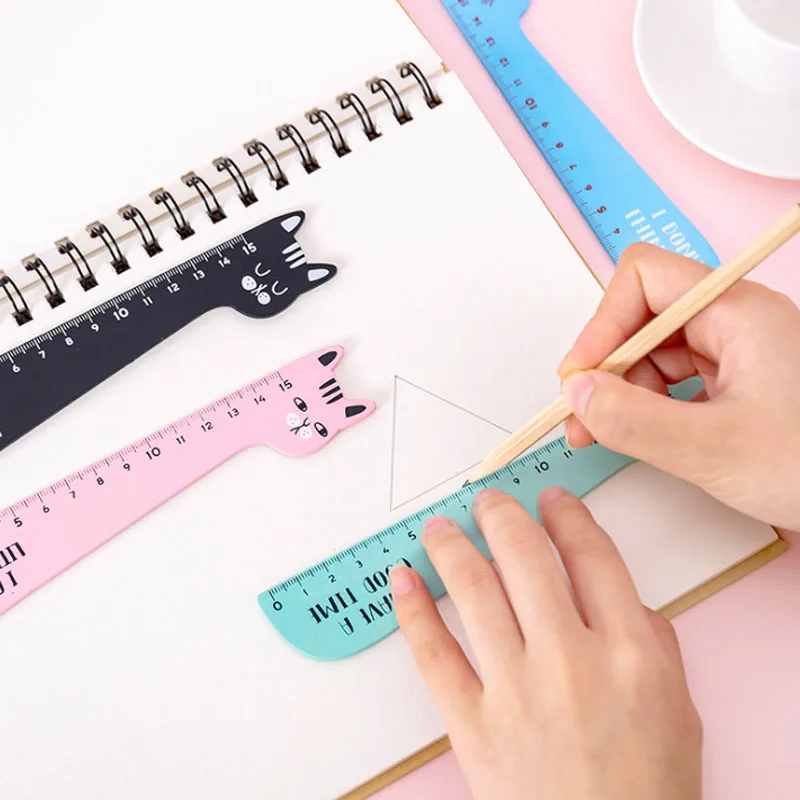 1pcs/lot Cartoon Animal Cat Shape Wooden Ruler Wooden Straight  Measuring Straight Ruler Tool Gift Stationery