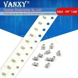 100 adet 0603 50V SMD kalın Film çip çok katmanlı seramik kondansatör 1pF - 22uF 10NF 100NF 1UF 2.2UF 4.7UF 10UF 1NF 100PF