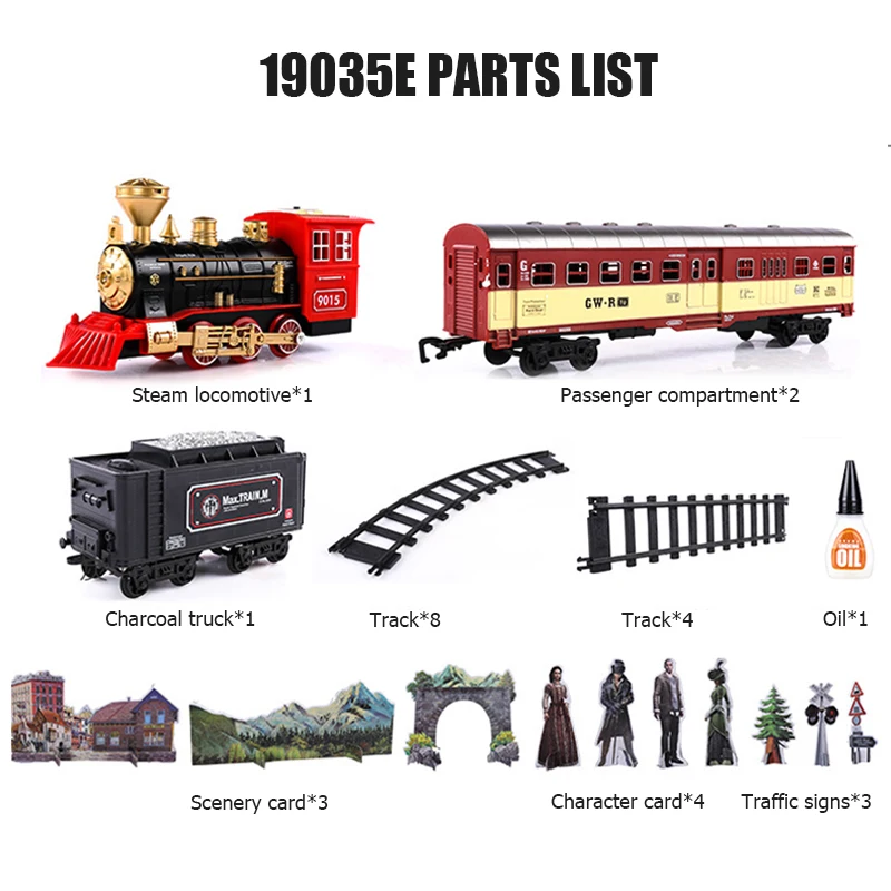 Electric Train Toy Car Railway and Tracks Steam Locomotive Engine Diecast Model Educational Game Boys Toys for Children Kid Gift