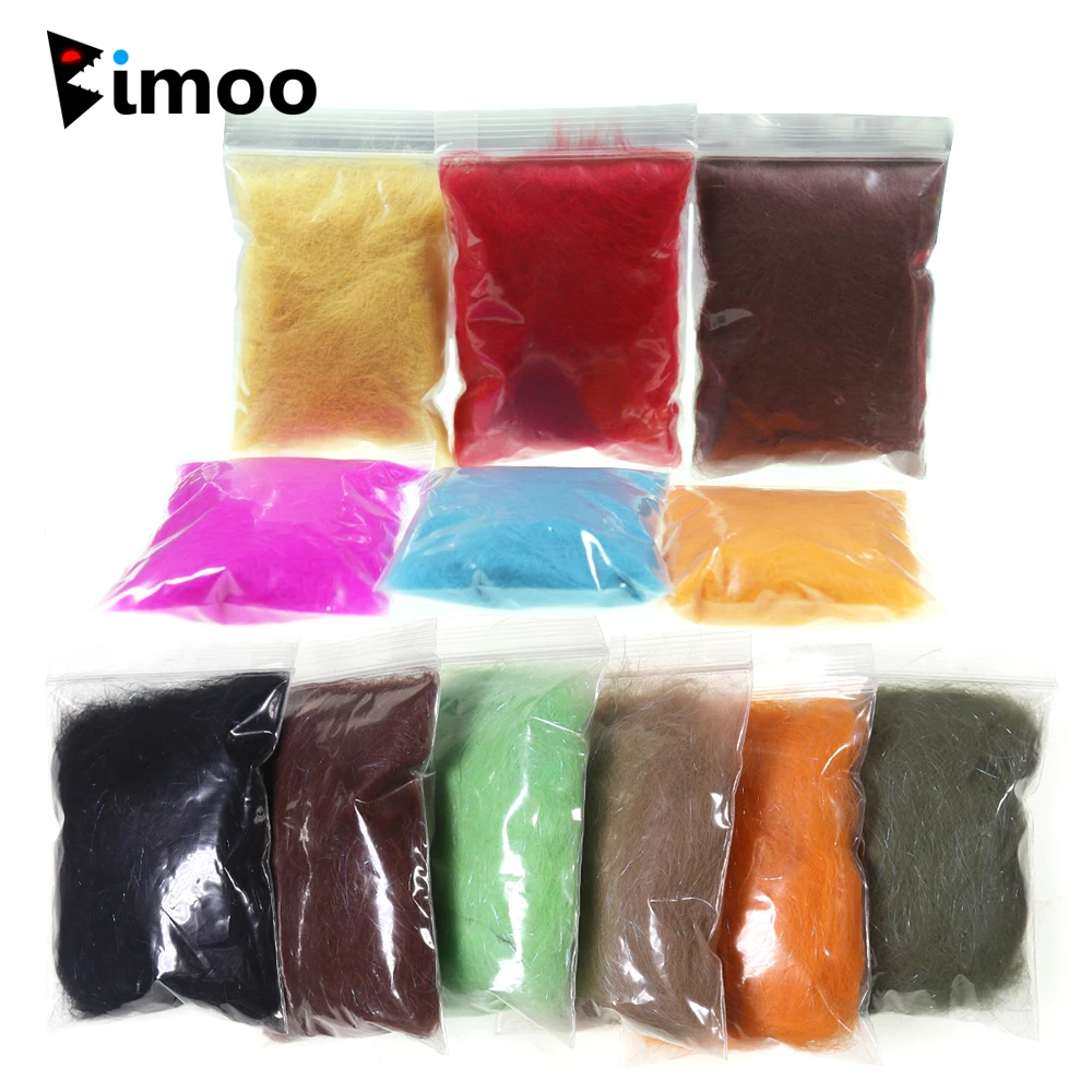 Bimoo 2 bags Fly Tying Hare\'s Ice Dub Rabbit Hair Fiber Nymph Scuds Ice Wing Fiber Thorax Dubbing Material Flash Sparkle Addding