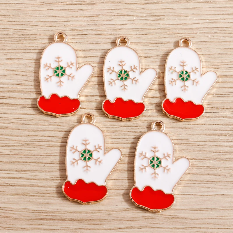 10 teile/los Emaille Tier Charms für Schmuck Machen Santa Claus Baum Hirsch Glocke Handschuh Charms Anhänger für Halsketten Ohrringe Geschenk – Detail 40