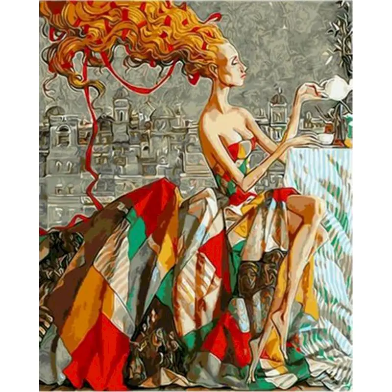 Gatyztory Painting By Numbers Woman HandPainted Kits Drawing Canvas DIY Oil Pictures By Numbers Girl Portrait Home Decor Gift