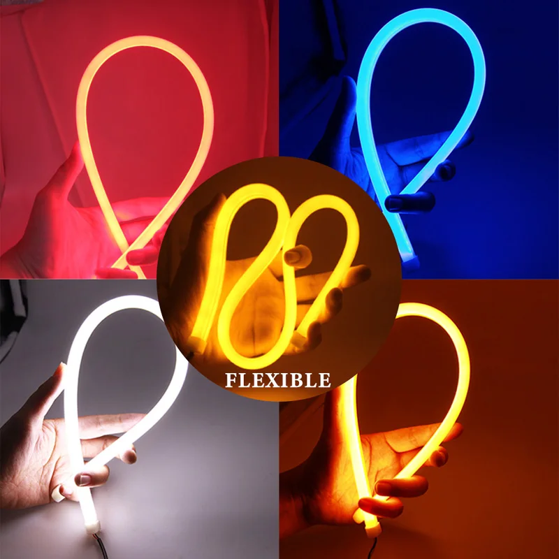 2pc DRL White turn Yellow 30/45/60cm Flexible strips Turn Signal Brake Daytime Running Light LED Tube Style AUTO Waterprrof 12V