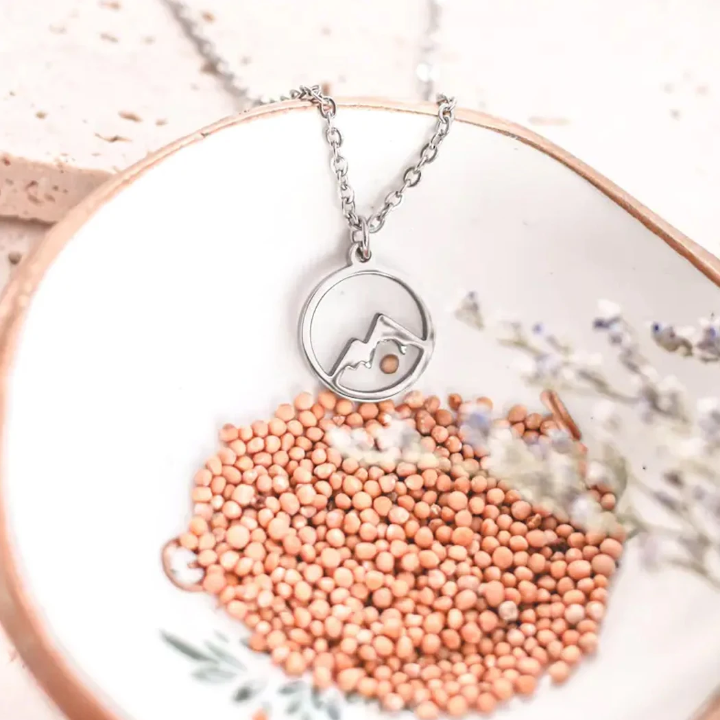 CHENGXUN Mustard Seed Necklace for Women Girls Hollow Move Mountains Shape Christian Dandelion Seeds Christian Lucky Jewelry