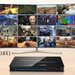 Hdmi 16x1 quad multi-viewer switcher 16 em 1 para fora sem emenda interruptor multivisor imagem tela divisor conversor ethernet rs232