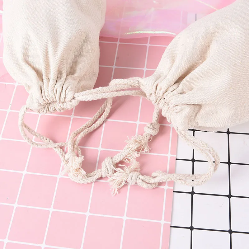 10pcs Cotton Linen Storage Package Bag Drawstring Bag Travel Women Small Cloth Bag 10*14.5cm