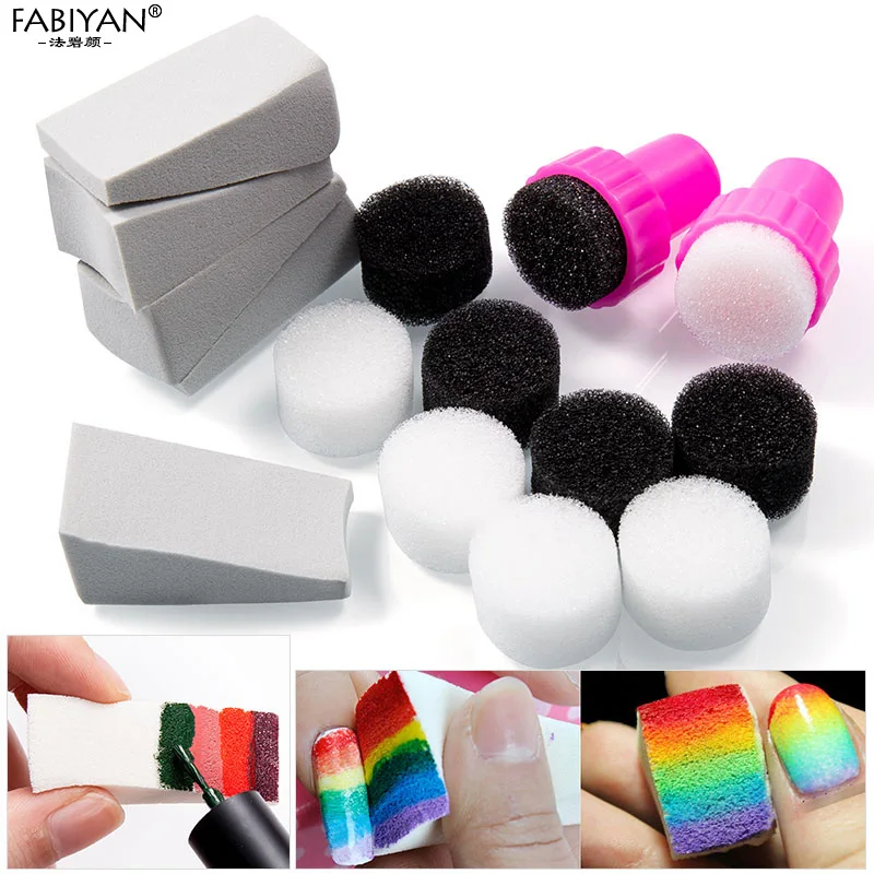 

10/15pcs Nail Art Sponge DIY Tools Template Transfer Stamper Polish Gel UV Stamping Manicure Gradient Change Color Makeup Set