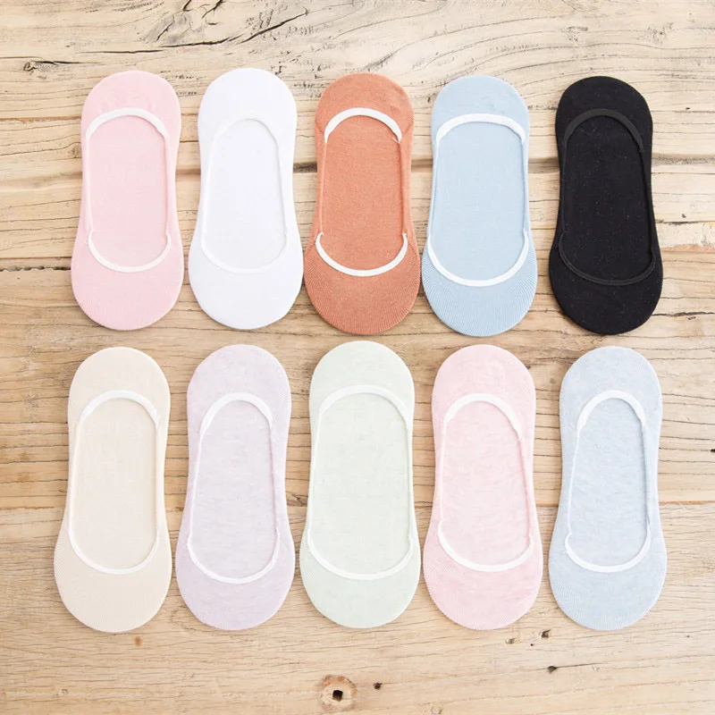 Solid color light mouth ladies boat socks thin section cotton casual stealth boat socks silicone anti-skid Men and Women socks