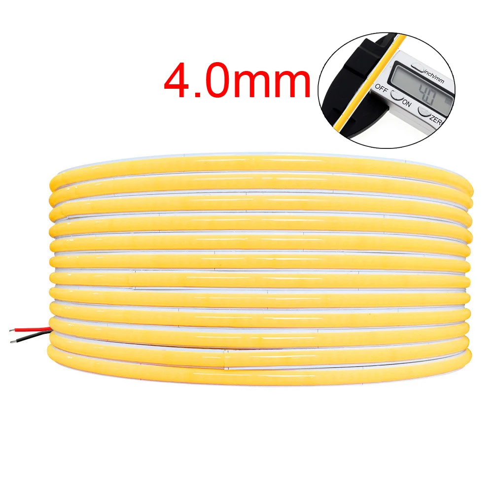 

4mm 5mm PCB COB Led Strip Light 12V 24V 5M 480LED/M Flex Tape Lights Room Wall Car Decor LED Ribbon White Pink Orange Red Blue