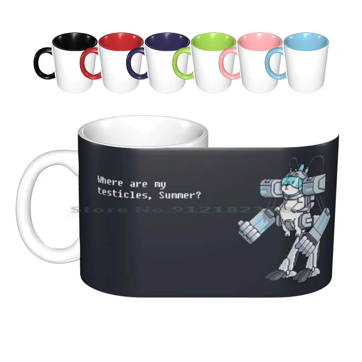 Where Are My Testicles-Mecha Snuffles-Ceramic Mugs Coffee Cups Milk Tea Mug Snuffles Testicles Robot Mech Mecha Mechanical Suit