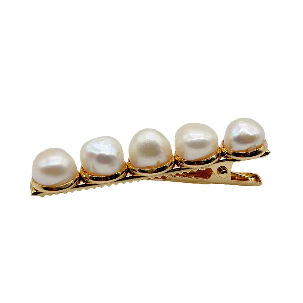 Women's Pearl Hair Clips Natural Freshwater Pearls Handmade Golden Hair Clips Baroque Style Women's Hair Clips Anniversary Gifts