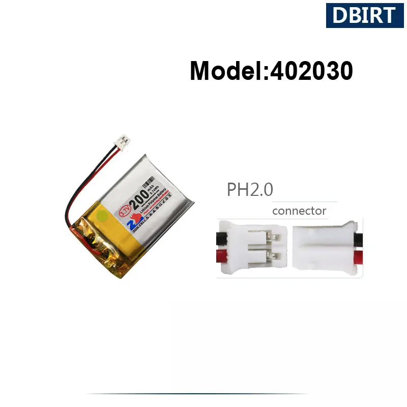 200MAh LP402030 AHB402030 402030 XH2.54 NTC Molex JST SM Pin Cho Micro Mini Camera Thiết Bị Bluetooth Điều Khiển Đầu Ghi